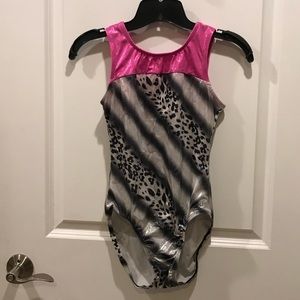 K-Bee Gymnastic leotard - pink, silver & black